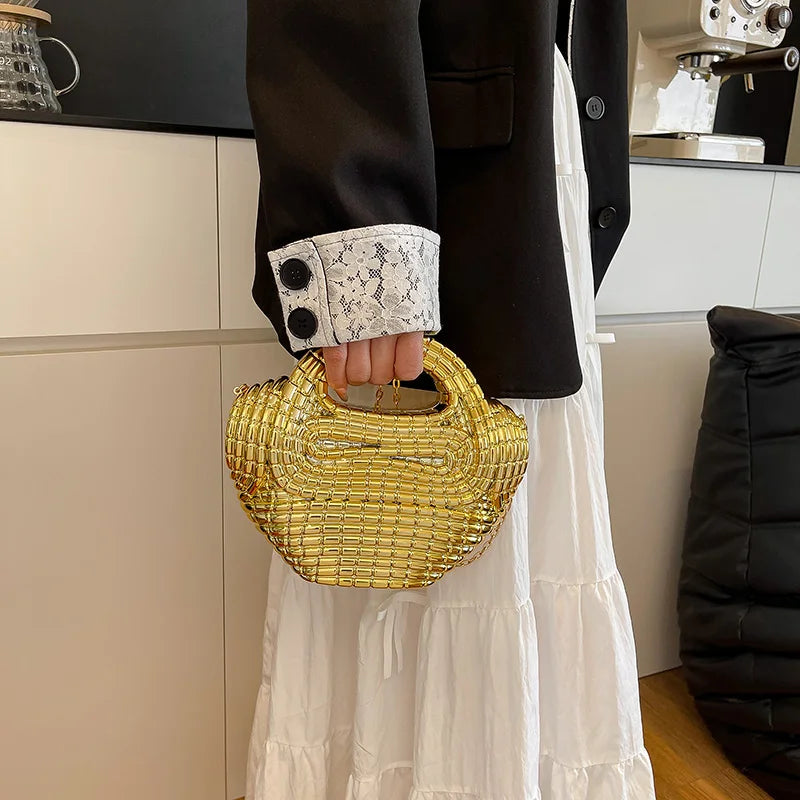 Metallic Acrylic Woven Handbag