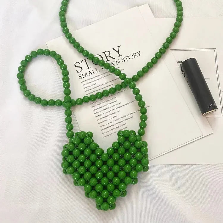 Mini Heart Beaded Crossbody Bag