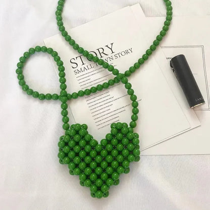 Mini Heart Beaded Crossbody Bag