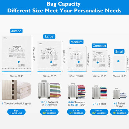 Reusable Vacuum Storage Bags with Travel Pump
