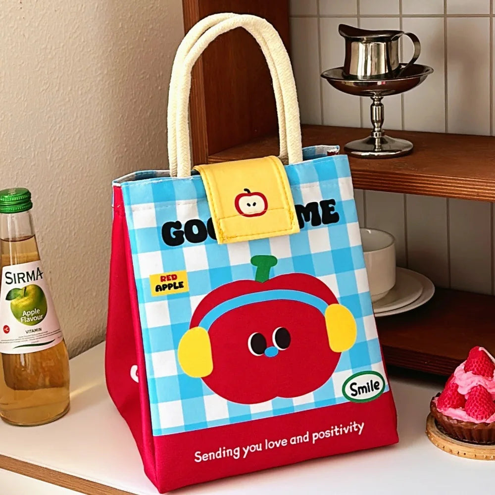 Cute Insulated Canvas Bento Lunch Tote Bag