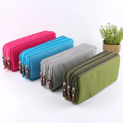 3 Zippers Pencil Case