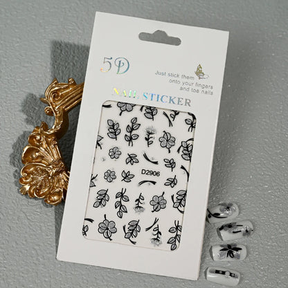 5D Glitter Floral Nail Art Stickers