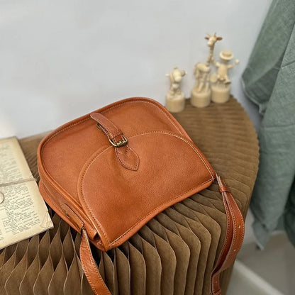 Genuine Leather Retro Saddle Crossbody Bag