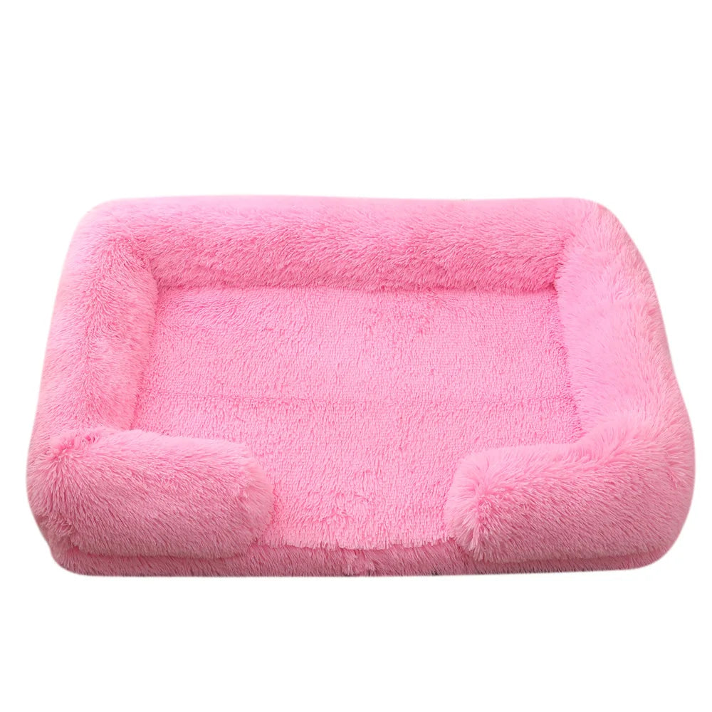 Half Surround Plush Dog Bed with Removable Cushion