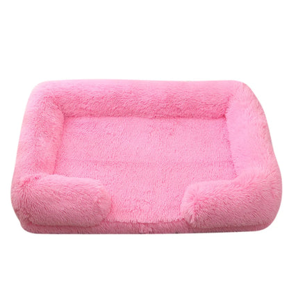 Half Surround Plush Dog Bed with Removable Cushion