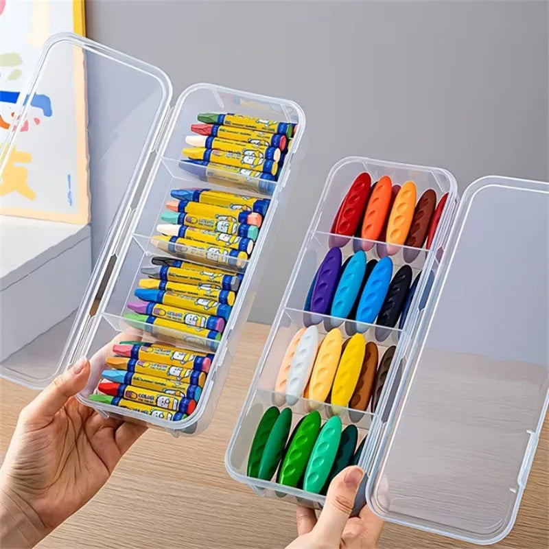 4-Slot Clear Plastic Desktop Organizer with Lid