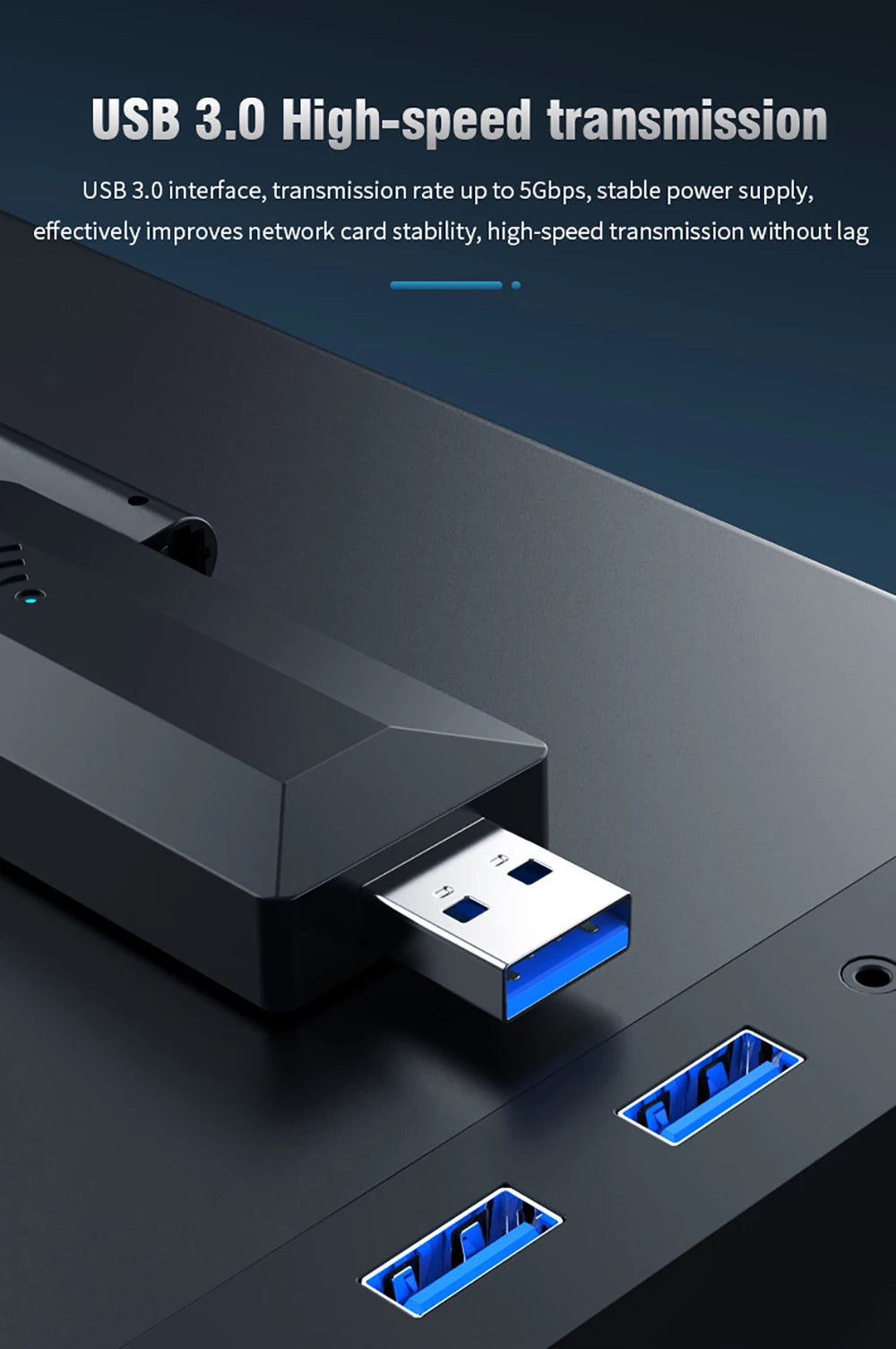 1200M USB 3.0 Dual-Band WiFi Adapter 2.4GHz/5GHz with 4 External Antennas