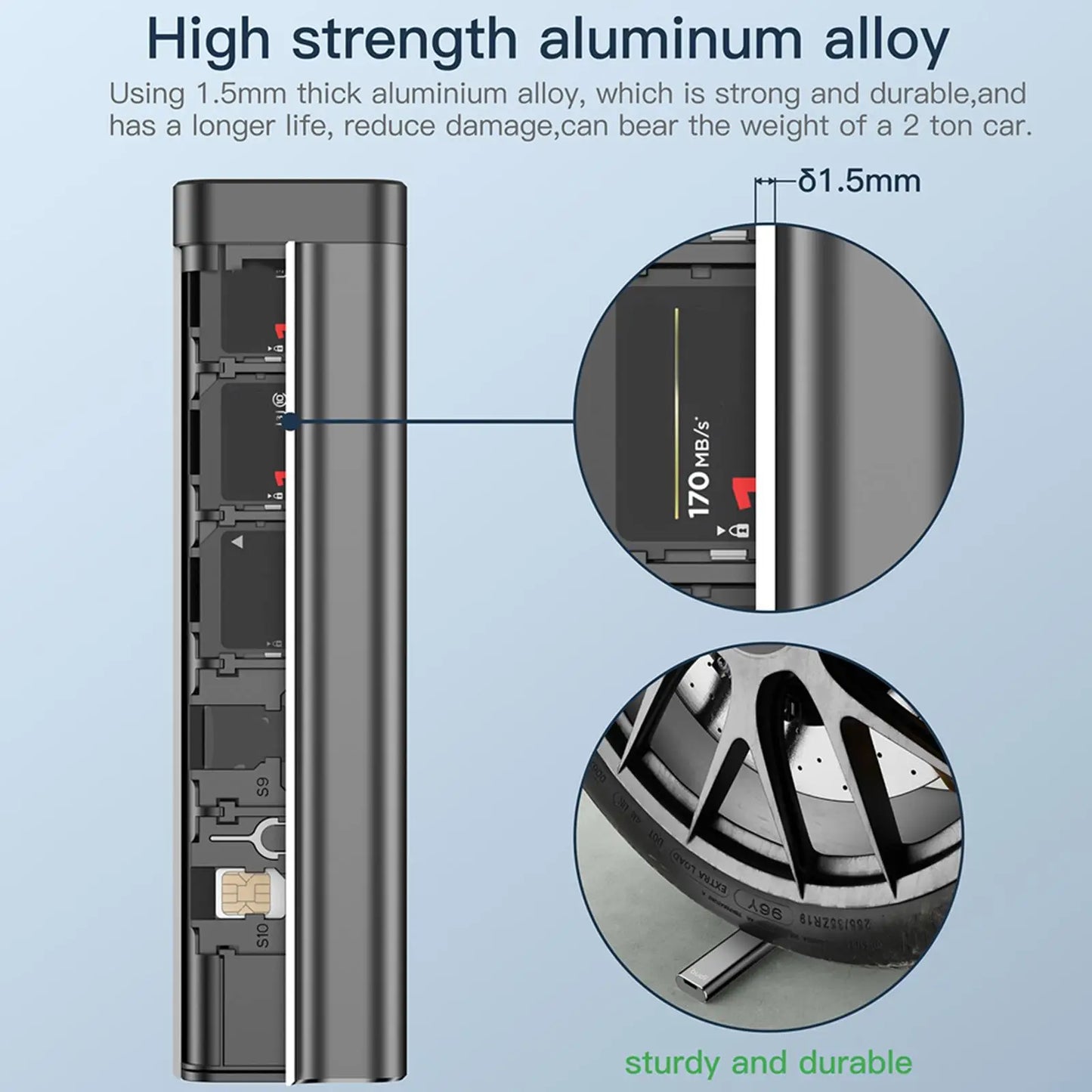 Portable Aluminum Memory Card Storage Case