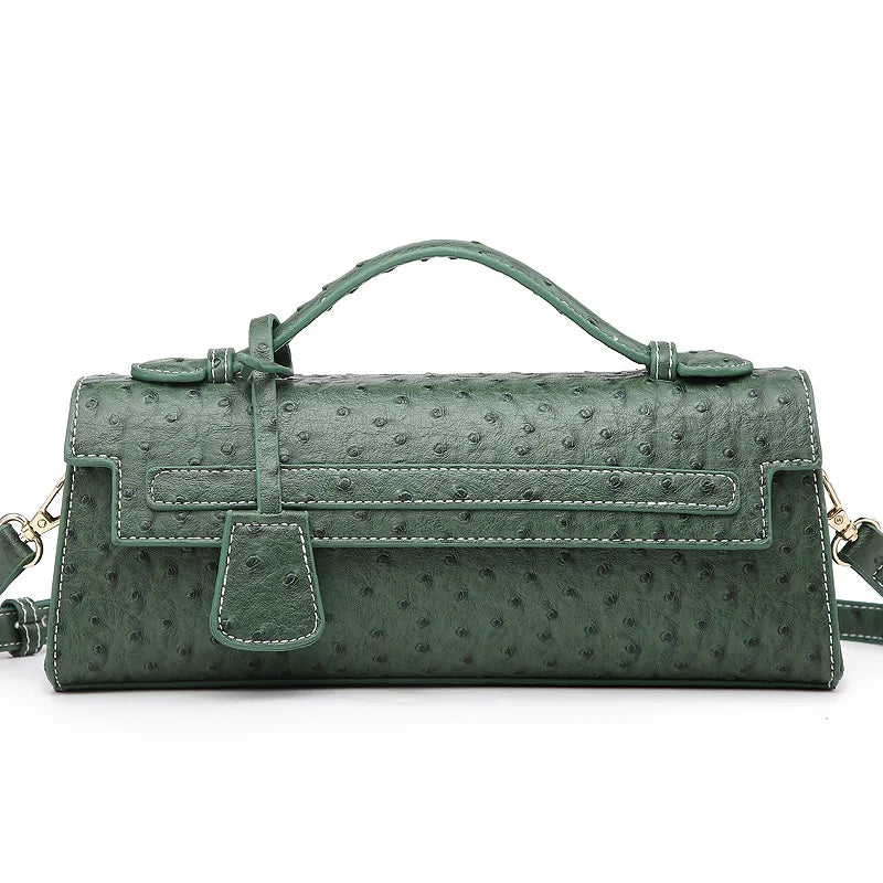 Ostrich Print PU Leather Shoulder Bag