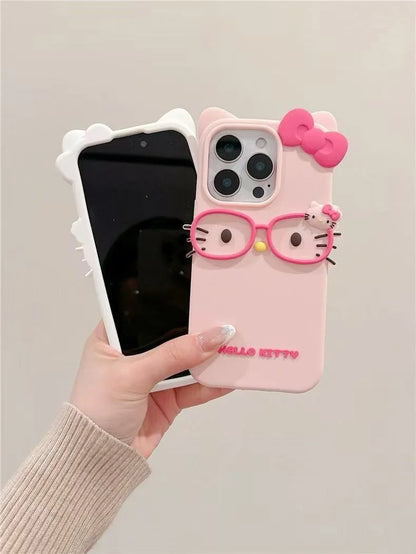 3D Cartoon Cat Silicone Phone Case for iPhone