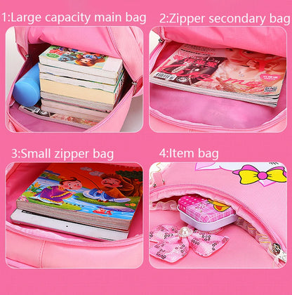 Pink Cat Bowknot Kids School Backpack