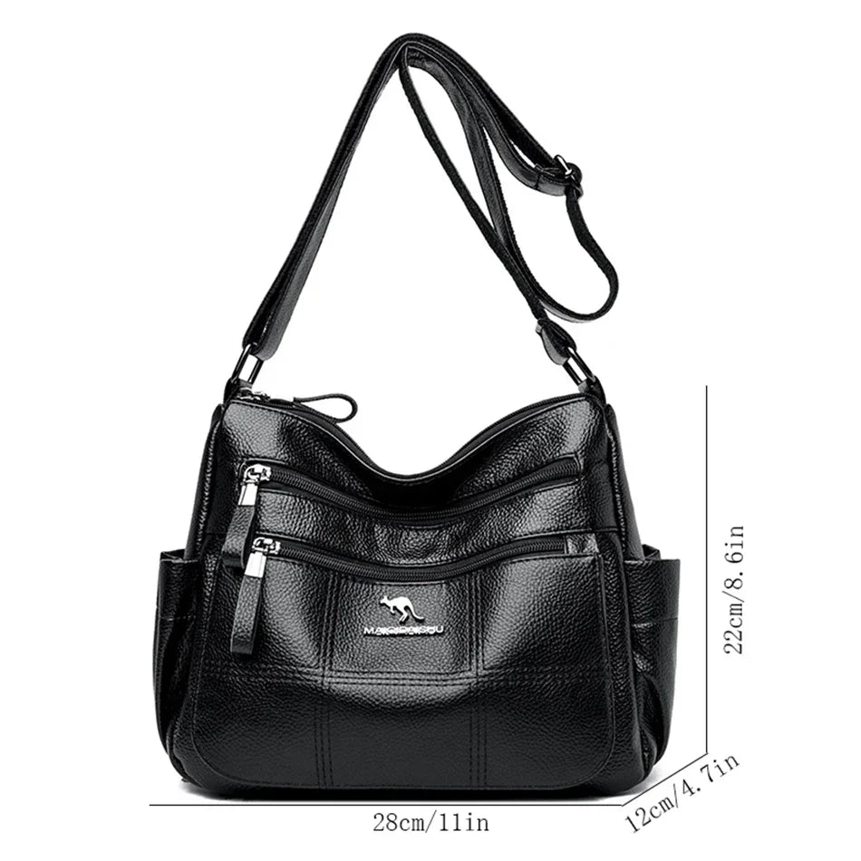 Casual Floral Embossed Leather Crossbody Shoulder Bag