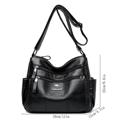 Casual Floral Embossed Leather Crossbody Shoulder Bag