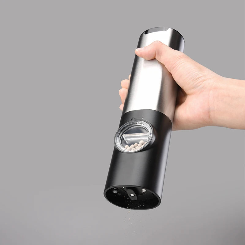 Electric Stainless Steel Spice Grinder with LED Light & Charging Base