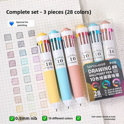 0.8mm Soft Grip Multi-Colour Ballpoint Pen for Drawing & Writing