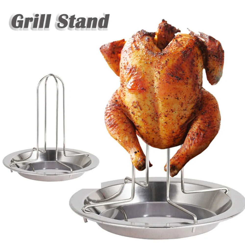Stainless Steel Chicken Roasting Grill Stand with Bowl