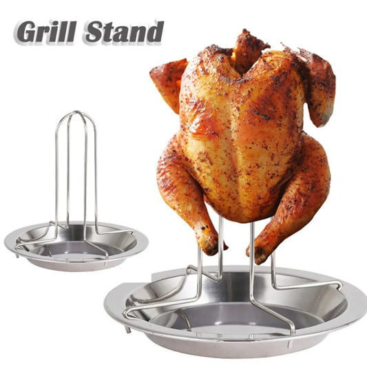 Stainless Steel Chicken Roasting Grill Stand with Bowl