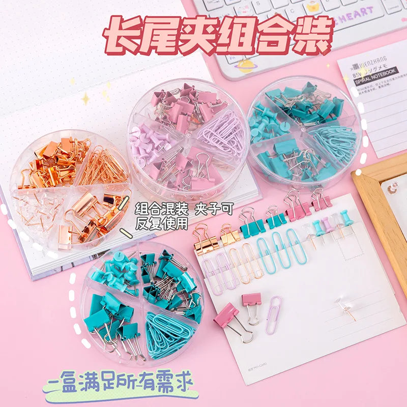 Pastel Binder Clips & Paper Clips Set
