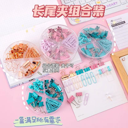 Pastel Binder Clips & Paper Clips Set