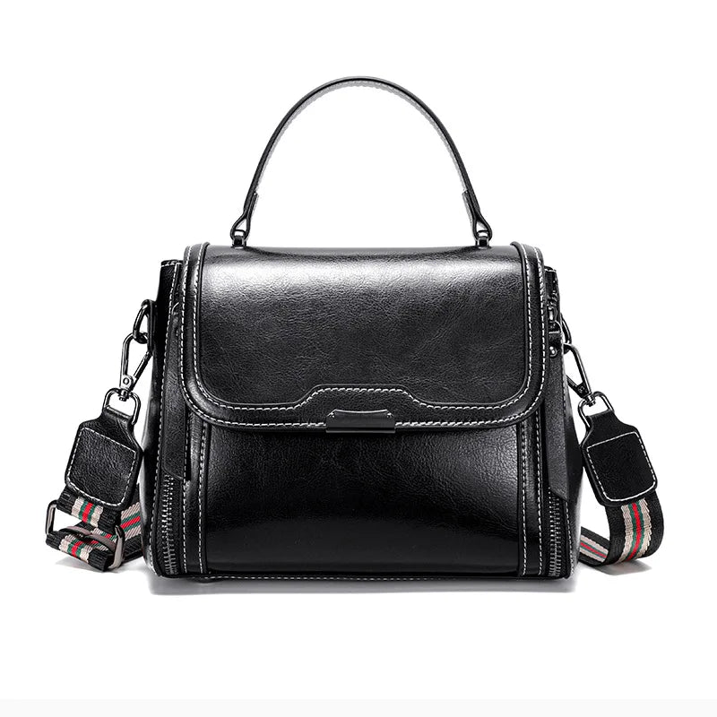 Genuine Cow Leather Top Handle Crossbody Bag