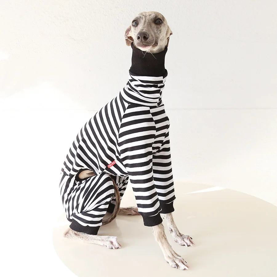 Striped Cotton Dog Pajamas for Italian Greyhounds & Whippets