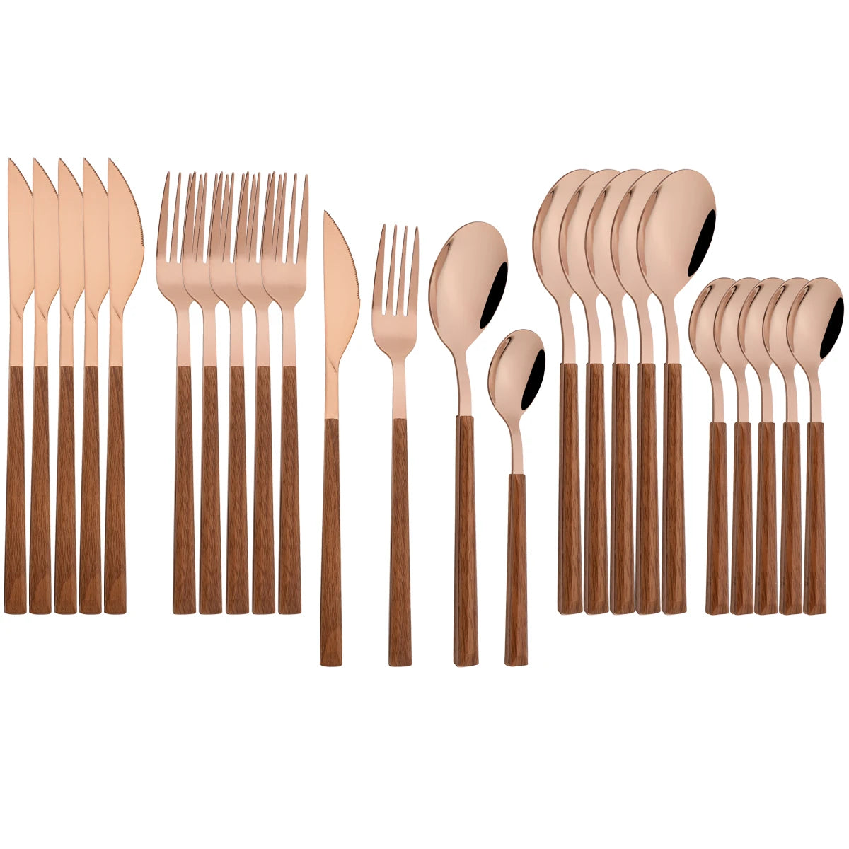 Stainless Steel Cutlery Set with Wood-Effect Handles