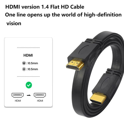 HDMI 1.4 Flat Cable – Gold Plated High-Speed HDMI Lead