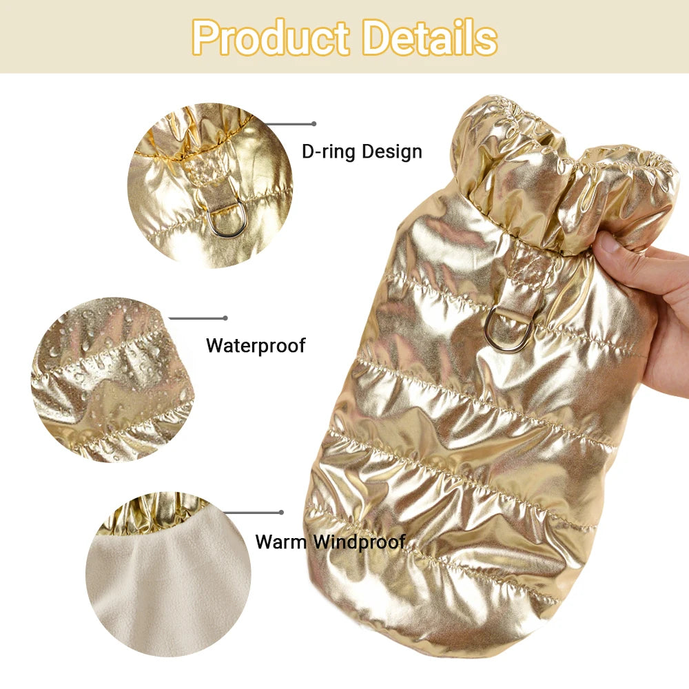 Waterproof Fleece Dog Jacket with Harness D-Ring