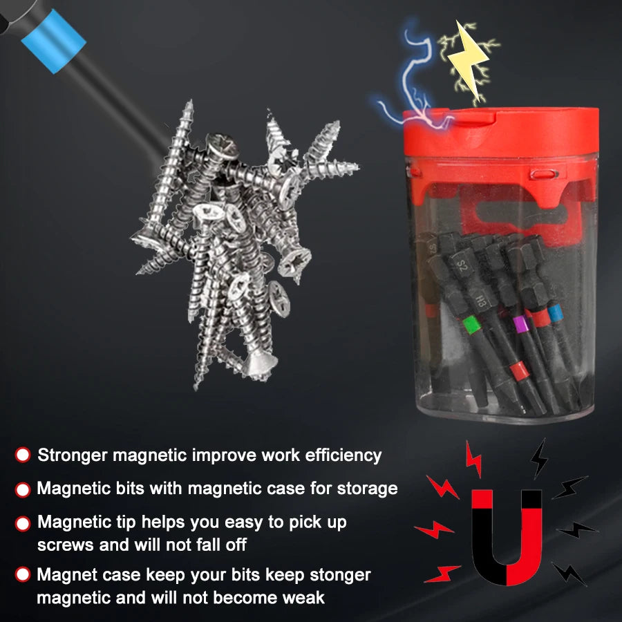 15Pcs Magnetic Electric Screwdriver Bit Set