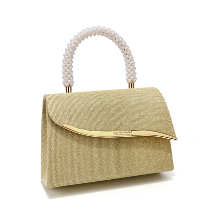Metal Pearl Glitter Evening Clutch Bag