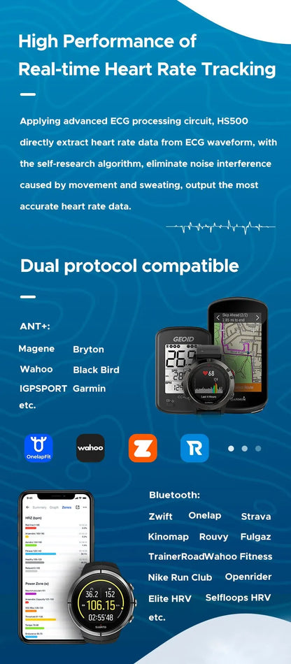 Bluetooth & ANT+ Chest Strap Heart Rate Sensor