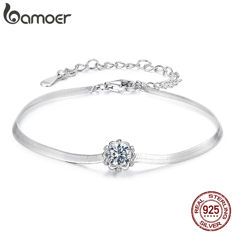 925 Sterling Silver Moissanite Flower Bud Bracelet