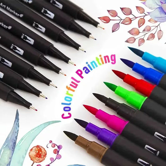 24-Color Dual-Tip Watercolor Brush Marker Set