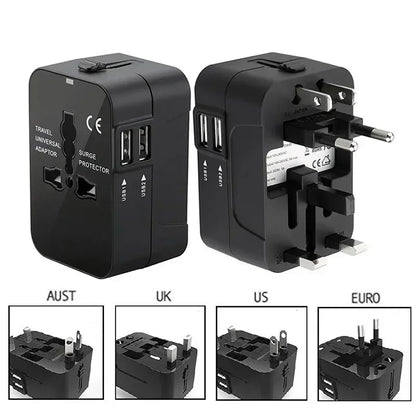 Universal Foldable Travel Adapter with USB-C & USB-A