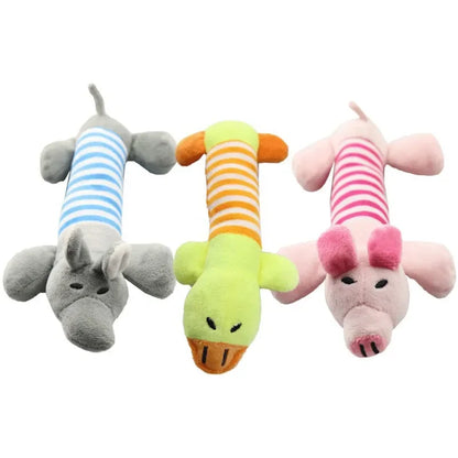 Plush Squeaky Dog Toy – Duck, Pig & Elephant