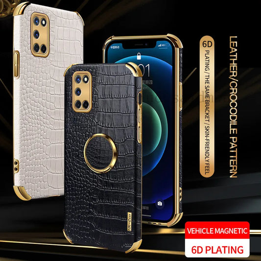 Crocodile Texture Ring Stand Phone Case