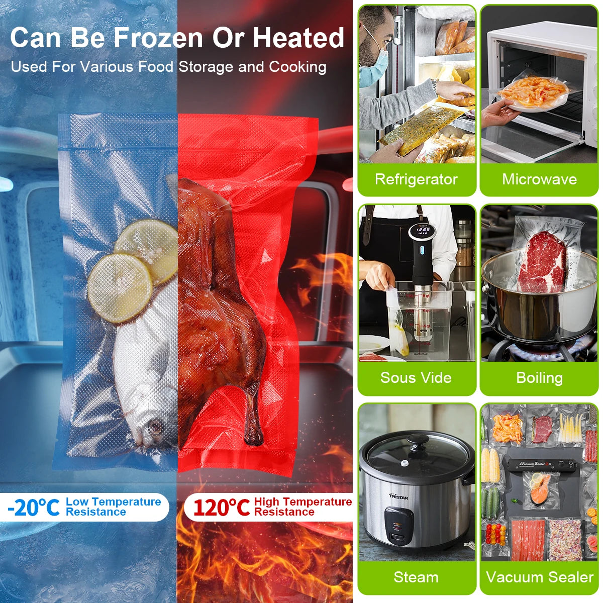 100-Pack BPA-Free Vacuum Sealer Bags