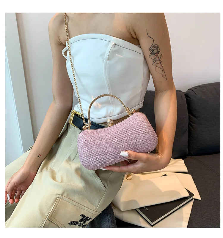 Heart-Shaped Evening Clutch Bag with Chain Strap