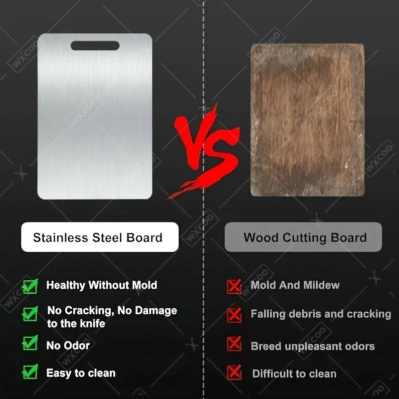 Double-Sided Stainless Steel Chopping Board for Kitchen & Dough Preparation