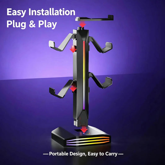GB Gaming Headphone Stand with Controller Holder & USB Ports