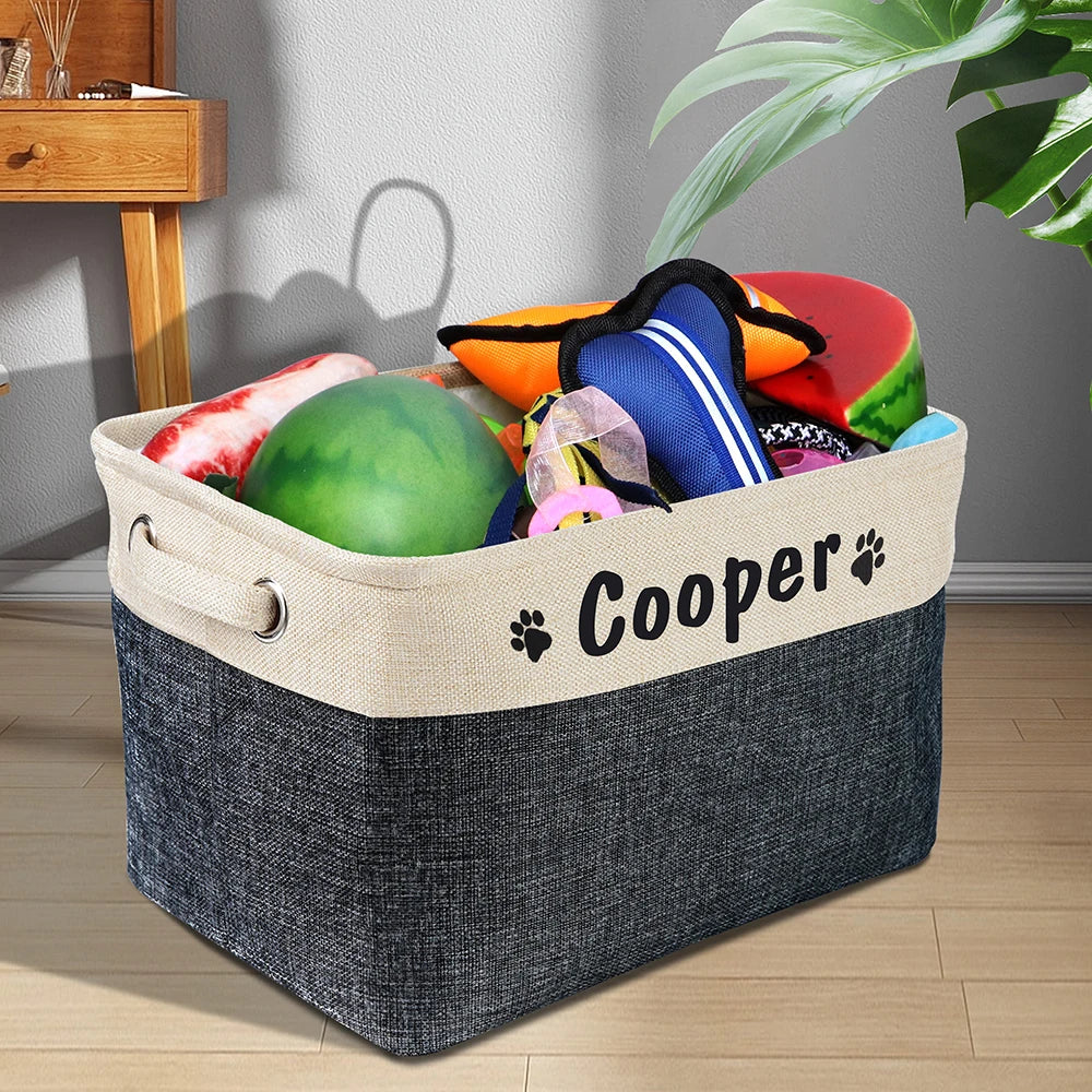 Personalized Foldable Dog Toy Storage Basket