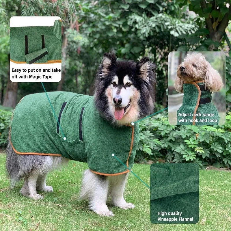 Microfibre Dog Drying Bathrobe Towel