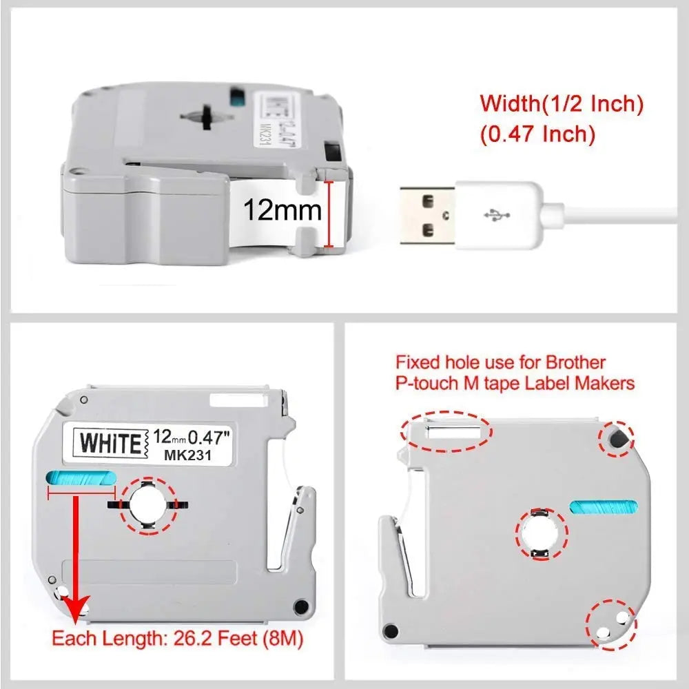 Compatible Brother M Label Tape – 9mm & 12mm for P-touch Label Makers