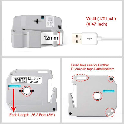 Compatible Brother M Label Tape – 9mm & 12mm for P-touch Label Makers