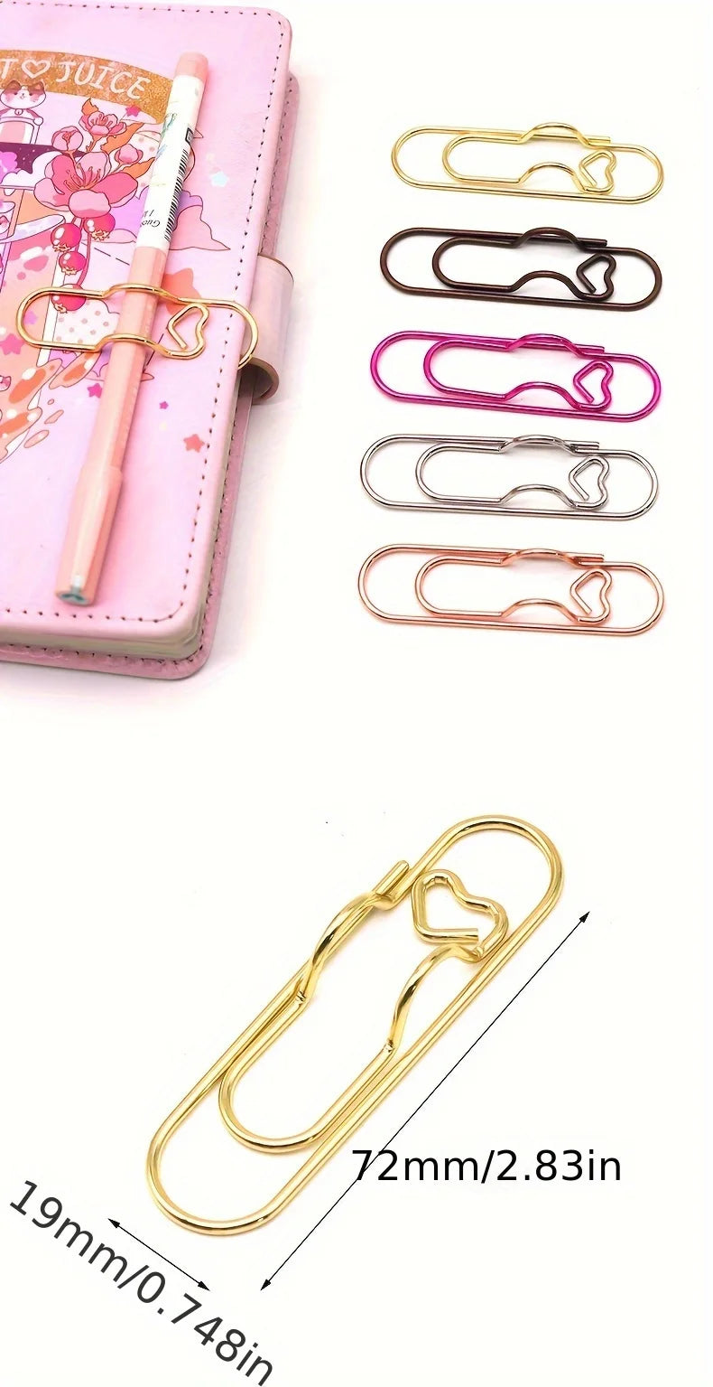 Heart-Shaped Metal Pen Holder Clips