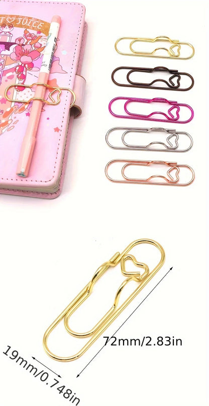 Heart-Shaped Metal Pen Holder Clips