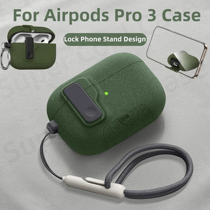 AirPods Pro 3 Protective Case with Secure Lock, Phone Stand & Lanyard