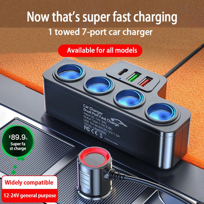 120W 4-Port Car Charging Adapter