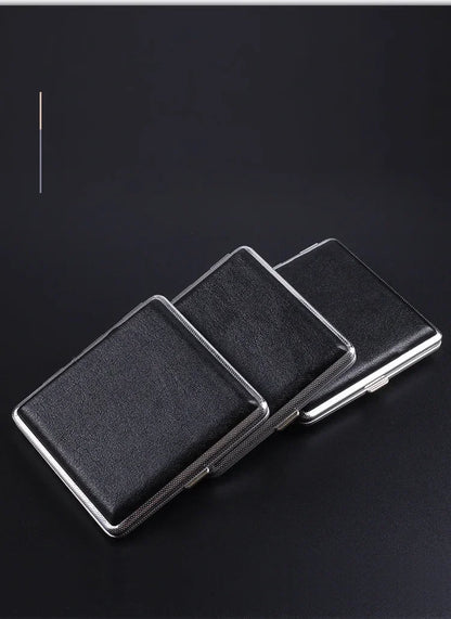 Leather & Stainless Steel Double-Opening Cigarette Case